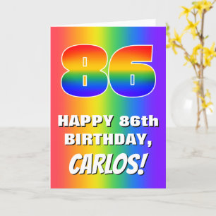 Cartão 86.o aniversário: Padrão divertido do arco-íris