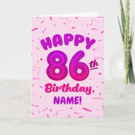 Cartão 86th Balloon Number Custom Name Birthday Card
