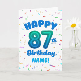 Cartão 87th Balloon Number Custom Name Birthday Card
