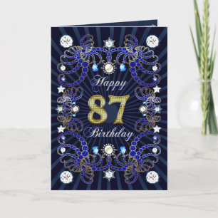 Cartão 87th birthday card with masses of jewels