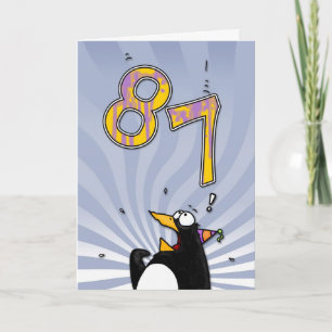 Cartão 87th Birthday - Penguin Surprise Card