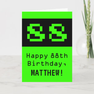Cartão 88.º aniversário: Nerdy / Geeky Style "88" e Nome