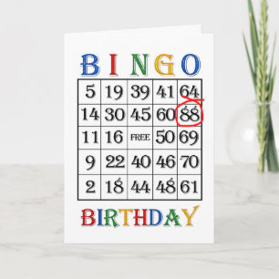 Cartão 88th Birthday Bingo card