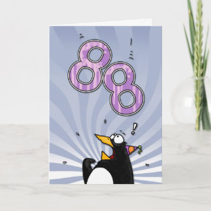Cartão 88th Birthday - Penguin Surprise Card