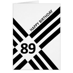 Cartão 89º aniversário do Design de Linha Negra Diagona