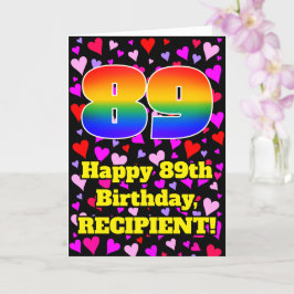Cartão 89º Aniversário: Padrão de Corações Adoráveis, Arc