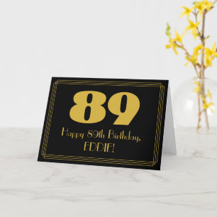 Cartão 89.º aniversário: Art Deco Inspirou "89" & Nome