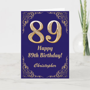 Cartão 89.º Quadro Azul de Marinho de Aniversário e Leve 
