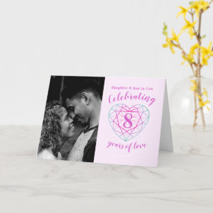 Cartão 8.º aniversário do casamento coração de dois t