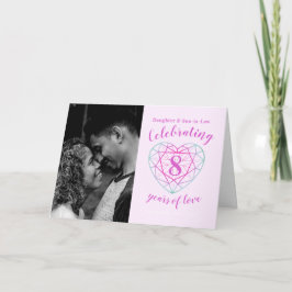 Cartão 8.º aniversário do casamento coração de dois tonto