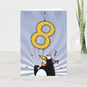 Cartão 8.º aniversário - Surpresa de Pinguim