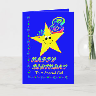 Cartão 8th Birthday Stars Girl