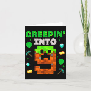 Cartão 9º Aniversário Gamer Pixel Creepin" Em 9 Vídeo Gam