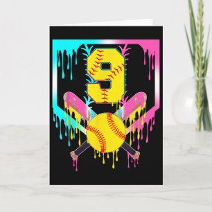 Cartão 9º Aniversário Softll Home Plate Drip Sorvete 9 An