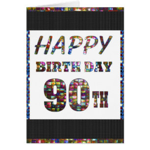 Cartão 90 90 de cumprimento happybirthday do feliz