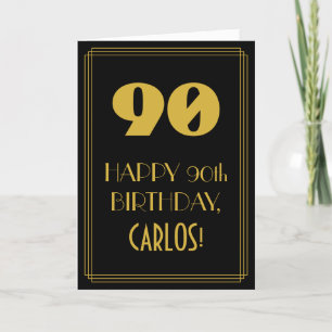 Cartão 90 Aniversário ~ Arte Deco Inspirou Aparência 90