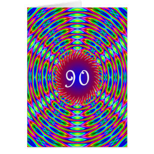 Cartão 90 Birthday Abstrato Trippy Swirls