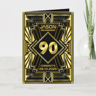 Cartão 90 Birthday Art Deco Dourado Excelente Negro Gatsb
