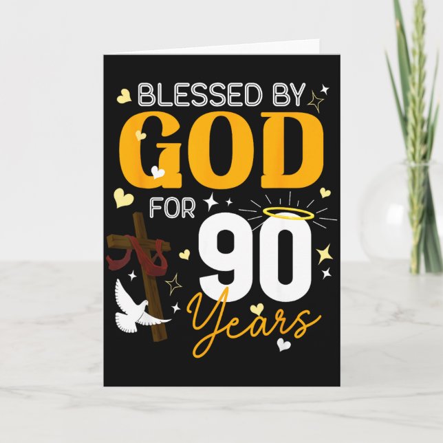 Cartão 90 Birthday Blessed By God For 90 Years Old 90th B (Frente)