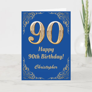 Cartão 90 Birthday Blue e Dourado quadro Glitter