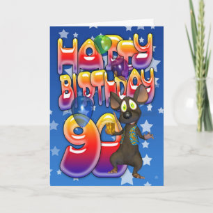 Cartão 90 Birthday Card bonitinha com ratinho