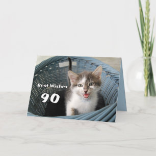 Cartão 90 Birthday Crazy Kitten