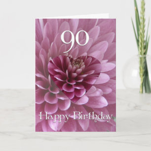 Cartão 90 Birthday-Floral Heart+Chrysanthemum