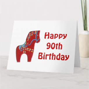 Cartão 90 Birthday Red Dala Horse