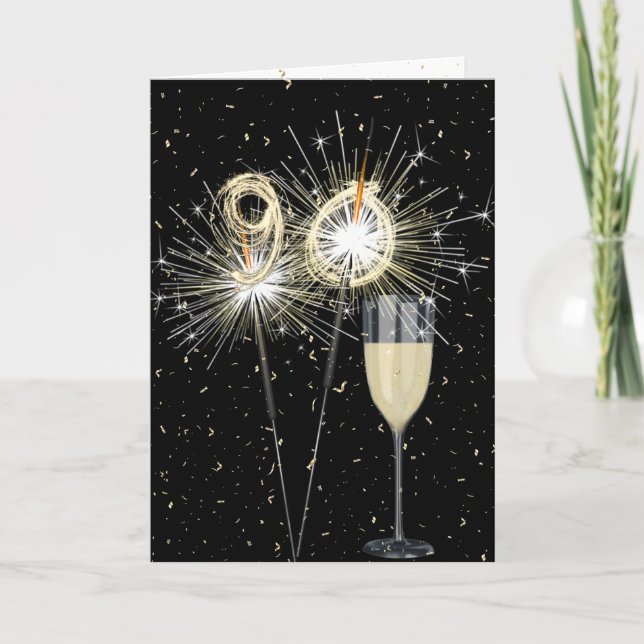 Cartão 90 Birthday Sparlers com Vinho (Frente)