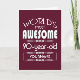 Cartão 90 Birthday Worlds Melhor Vermelho Escuro Fabuloso