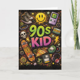 Cartão 90s Kids Retro Pizza Fun Pattern