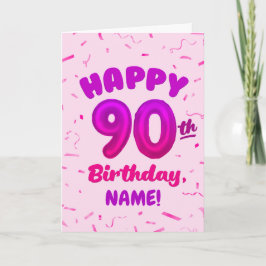 Cartão 90th Balloon Number Custom Name Birthday Card