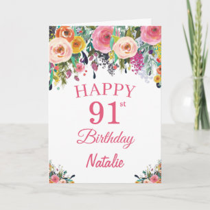 Cartão 91rua Aniversário Floral Flor de Aquarela Placa R