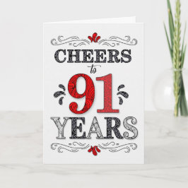 Cartão 91ruas Aniversário Cheers in Red White Black Patte