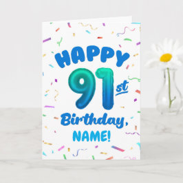 Cartão 91st Balloon Number Custom Name Birthday Card