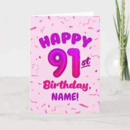 Cartão 91st Balloon Number Custom Name Birthday Card
