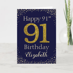 Cartão 91st Birthday Golden Glitter Card