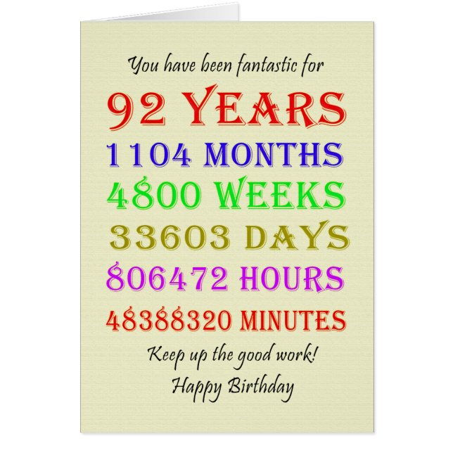 Cartão 92º Aniversário (Frente)