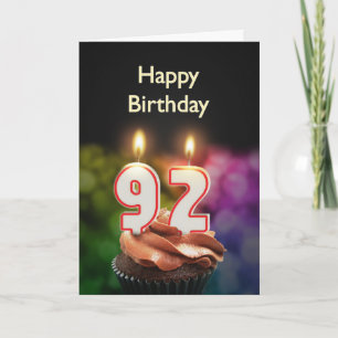 Cartão 92º aniversário com bolo e velas