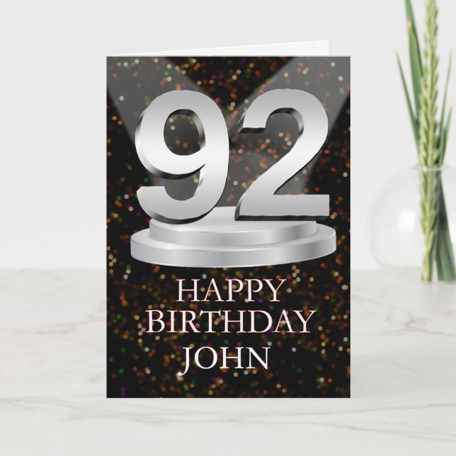 Cartão 92º Aniversário Destaques Adicionar Uma Placa De N (Frente)