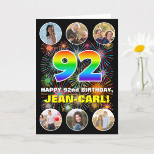 Cartão 92º aniversário: Divertido Rainbow #, Personalizad