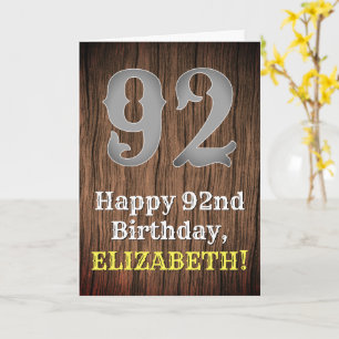 Cartão 92.o Aniversário: Country Western Inspirou Olhar,