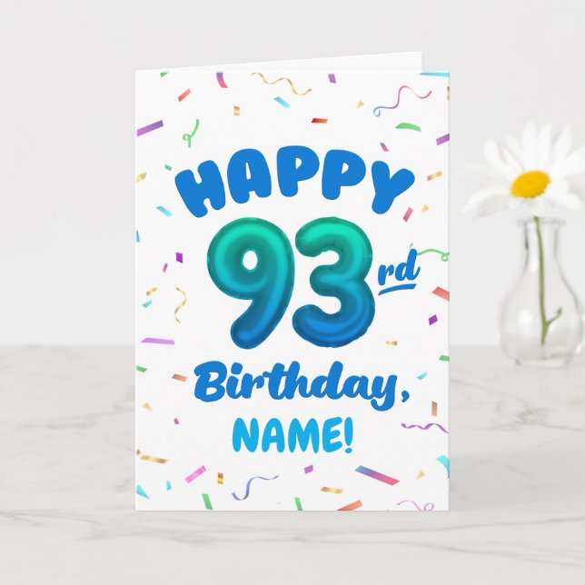 Cartão 93rd Balloon Number Custom Name Birthday Card (Planta pequena)