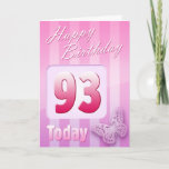 Cartão 93rd Excelente-Tia feliz Mãe da avó do aniversário<br><div class="desc">Frente do cumprimento: Parabéns em seu aniversário. Verso do cumprimento: Pensamento de você com amor em seu aniversário e desejo lhe de tudo que lhe traz a felicidade & a alegria hoje e sempre.</div>