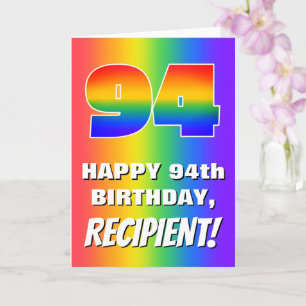 Cartão 94.o Aniversário: Padrão Divertido e colorido do