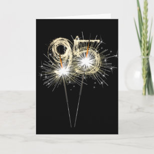Cartão 95º aniversário dos Sparklers de Preto  