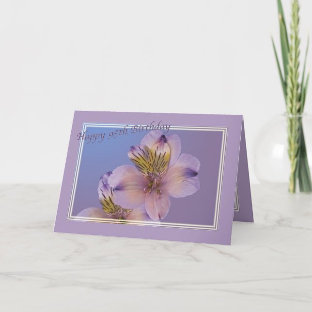 Cartão 95.ª Placa de aniversário com Flores de Lavanda (Frente)