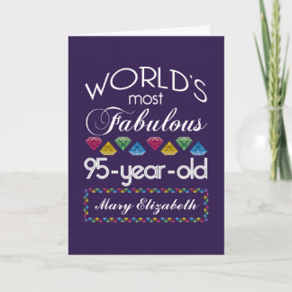 Cartão 95.º Aniversário Mais Fabulosa Gems Coloridas Roxo
