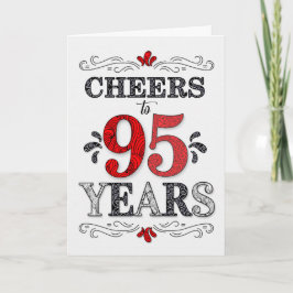 Cartão 95.º aniversário Saúde no Padrão Preto Branco Verm