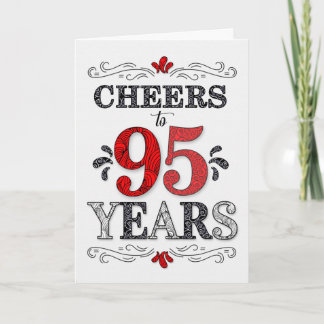 Cartão 95.º aniversário Saúde no Padrão Preto Branco Verm